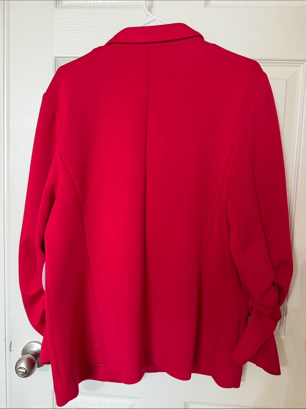 Women's Red Open-Front Blazer Jacket - Picture 2 of 5